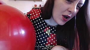 Get turned on by Nicoletta's large balloon play and her kinky balloon fetish